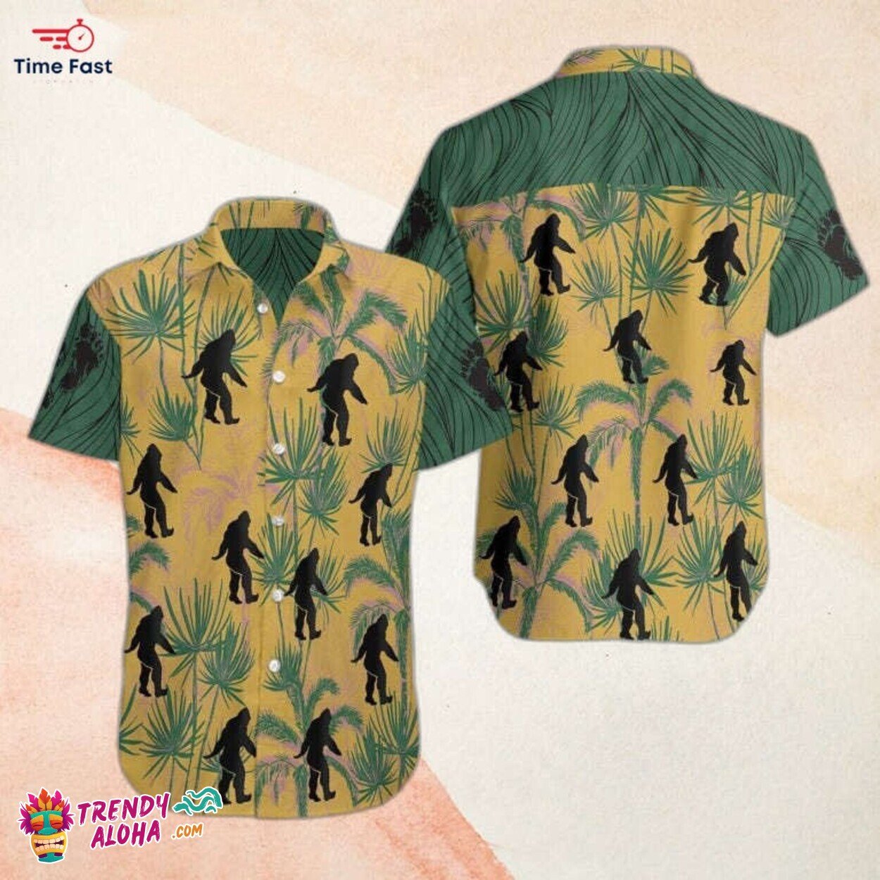Bigfoot Explorer Summer Beach Themed Casual Short Sleeve Hawaiian Shirt