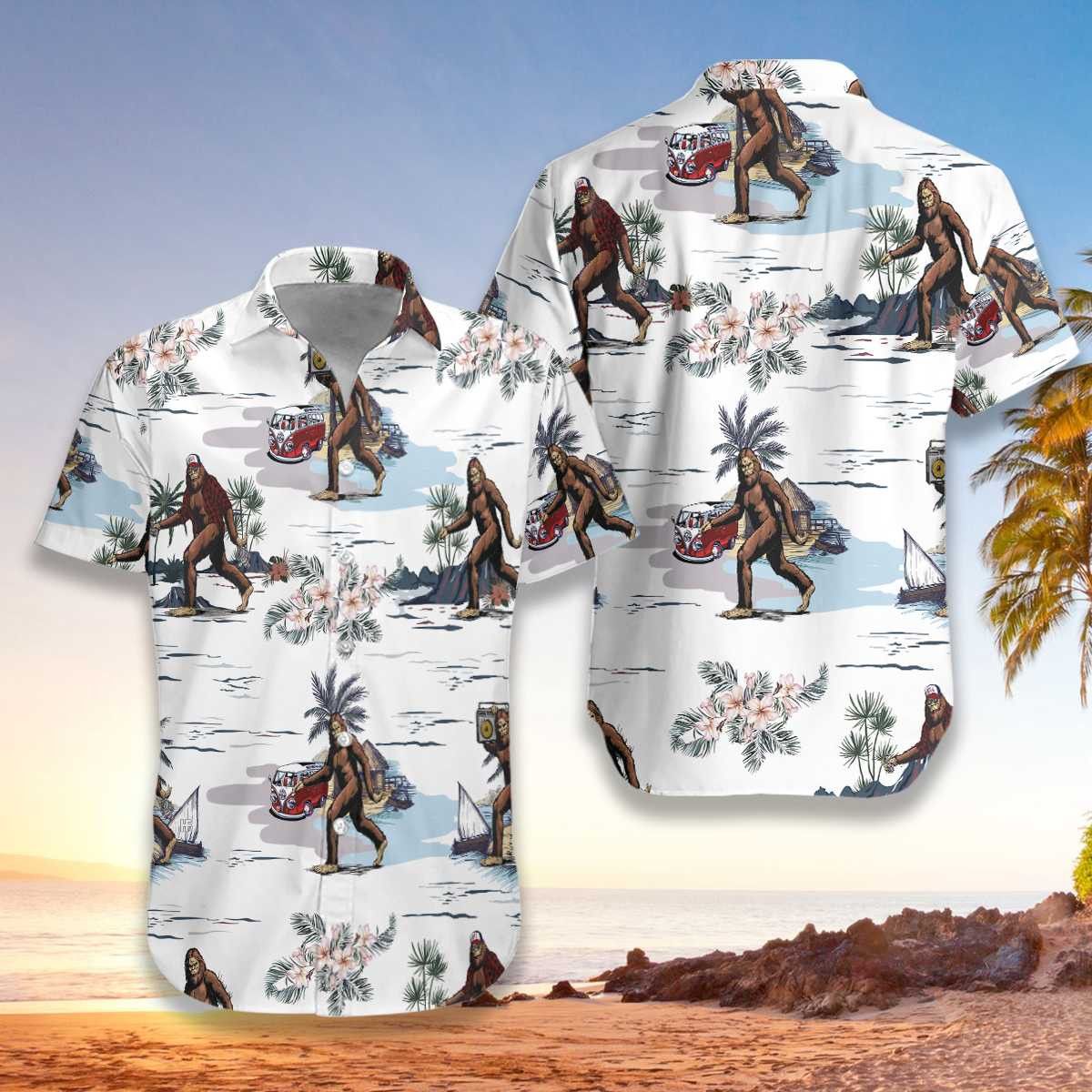 Bigfoot Floral Aloha Trendy Hawaiian Shirts For Men & For Women