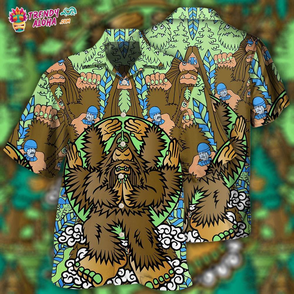 Bigfoot Funny Art Style Hawaiian Shirt – Trendy Aloha