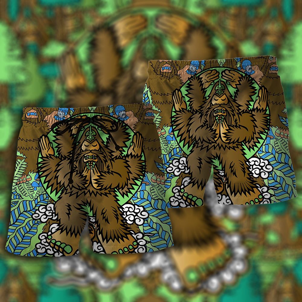Bigfoot Funny Art Style Trendy Aloha Hawaiian Beach Shorts