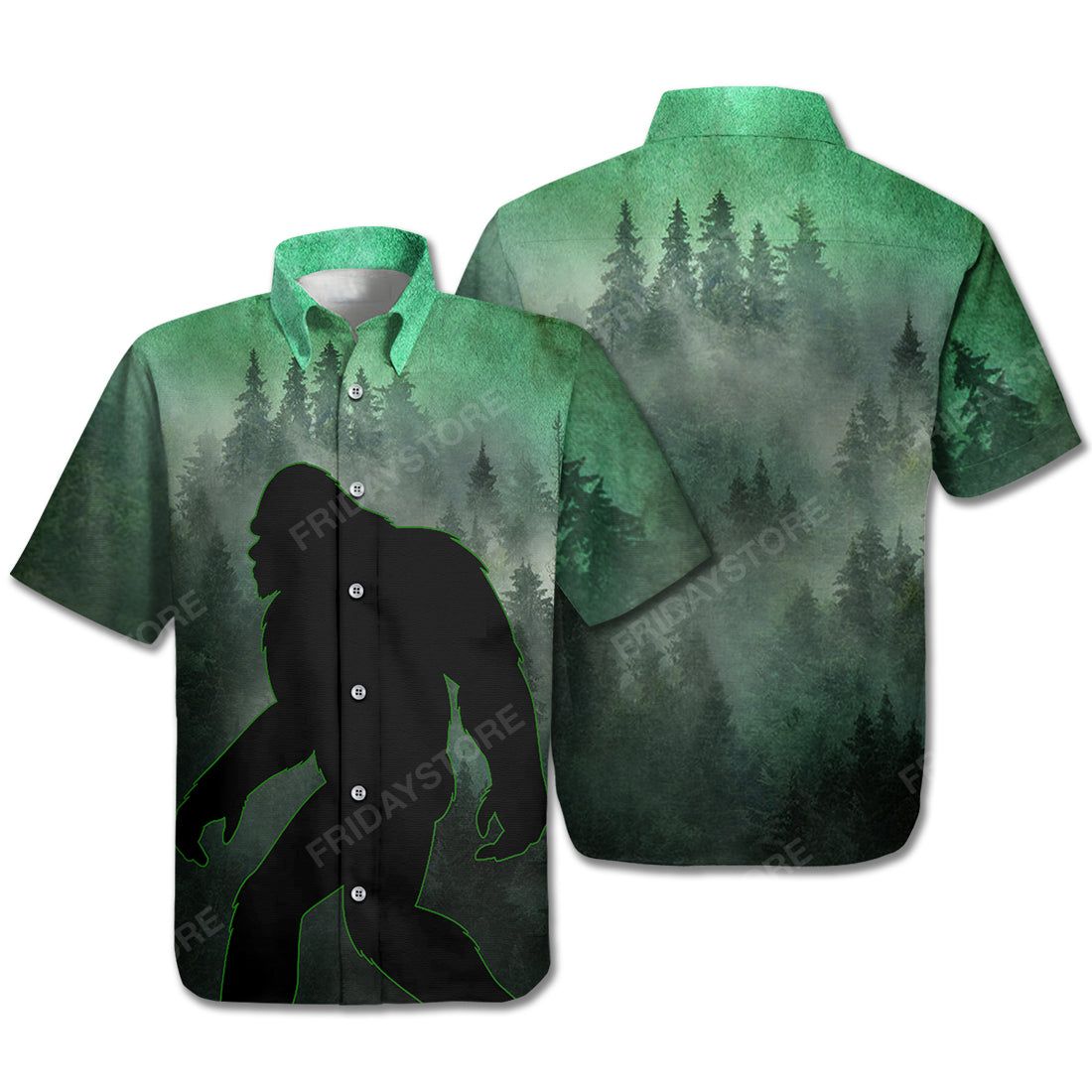 Bigfoot Hawaii Shirt Walking Bigfoot In The Forest Green Hawaiian Shirt Bigfoot Hawaii Shirt Walking Bigfoot In The Forest Green Hawaiian Shirt