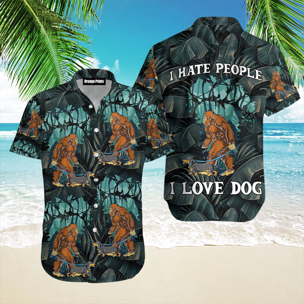 Bigfoot Loves Dog Trendy Hawaiian Shirt