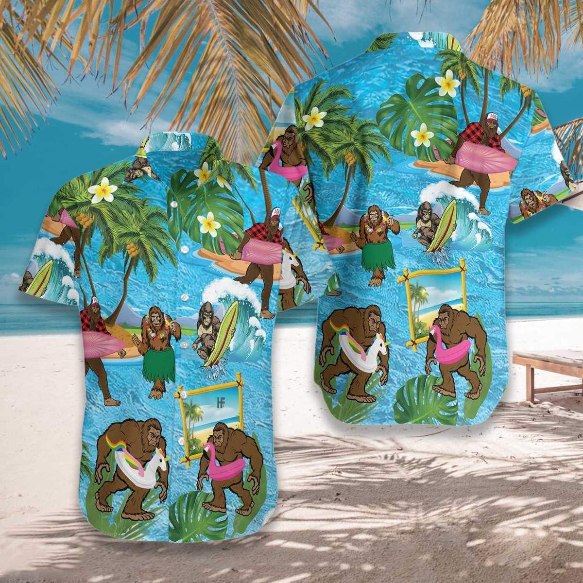 Bigfoot On The Beach Trendy Hawaiian Shirt