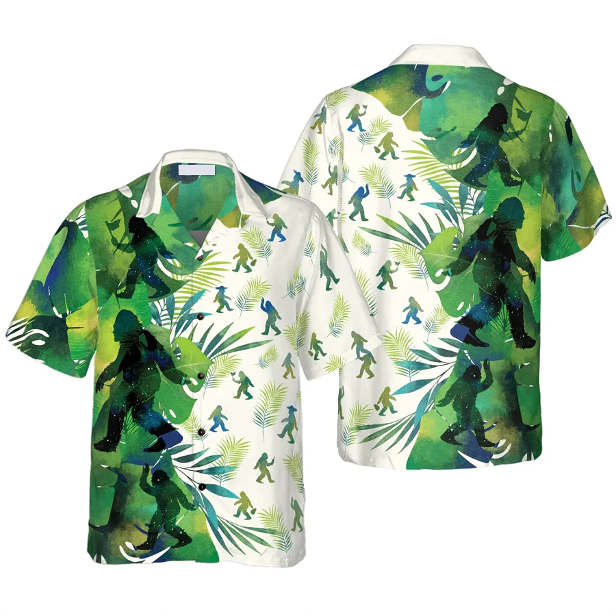 Bigfoot Silhouettes In Tropical Trendy Hawaiian Shirts For Men, Green Sasquatch Shirts, Bigfoot Tropical Summer Aloha Shirt For Men Bigfoot Silhouettes In Tropical Trendy Hawaiian Shirts For Men, Green Sasquatch Shirts, Bigfoot Tropical Summer Aloha Shirt For Men