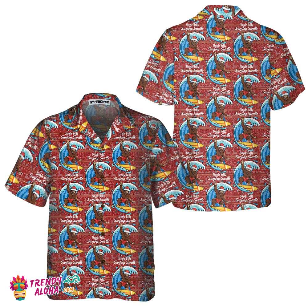 Bigfoot Surfing Christmas Hawaiian Shirt, Funny Christmas Bigfoot Shirt, Best Xmas Gift Idea Bigfoot Surfing Christmas Hawaiian Shirt, Funny Christmas Bigfoot Shirt, Best Xmas Gift Idea