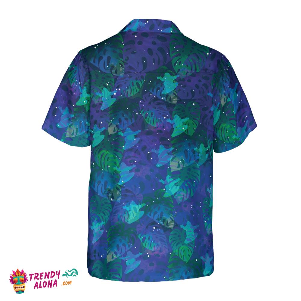 Bigfoot Surfing Tropical Hawaiian Shirts For Men