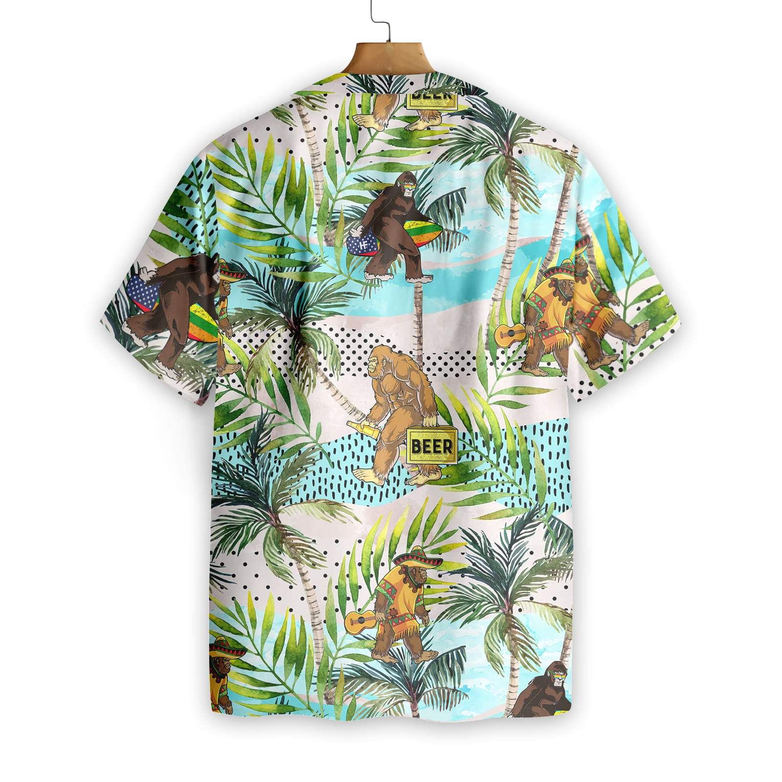 Bigfoot Trendy Hawaiian Shirt Bigfoot Summer Vacation Palm Tree Hawaii Aloha Shirt