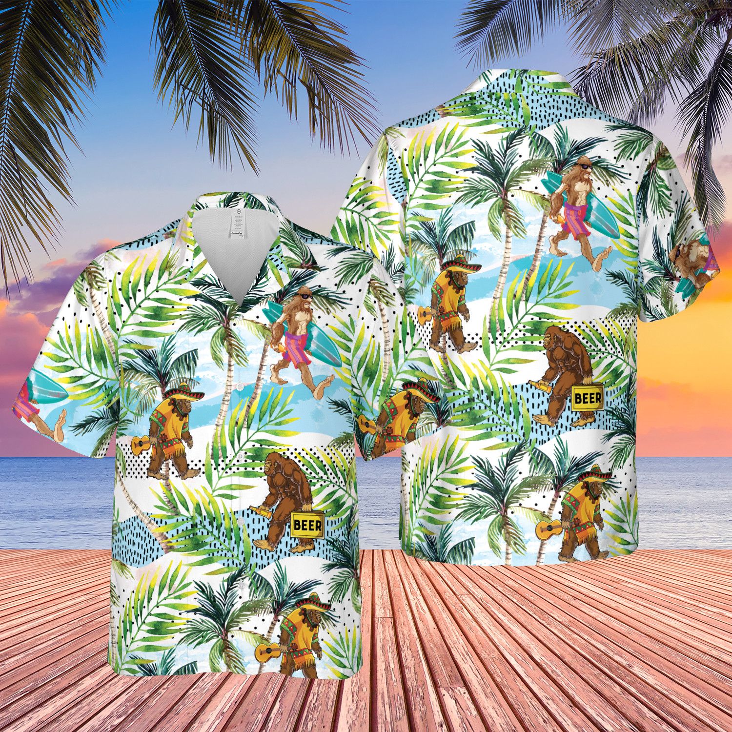 Bigfoot Trendy Hawaiian Shirt, Cute Bigfoot Colorful Background Design Trendy Hawaiian Shirt Bigfoot Trendy Hawaiian Shirt, Cute Bigfoot Colorful Background Design Trendy Hawaiian Shirt
