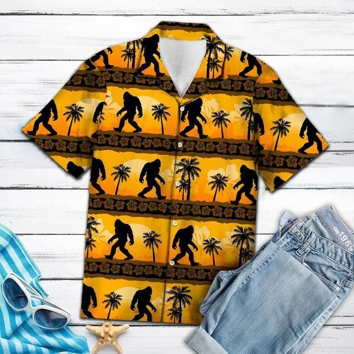 Bigfoot Tropical Frangipani Aloha Trendy Hawaiian Shirts Bigfoot Tropical Frangipani Aloha Trendy Hawaiian Shirts