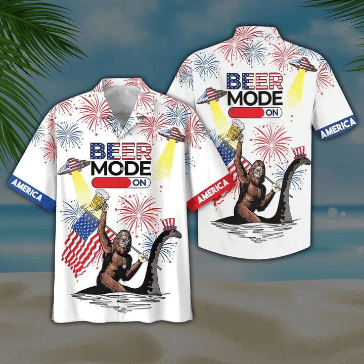 Bigfoot UFO in Beer Mode Hawaiian Celebration for Men
