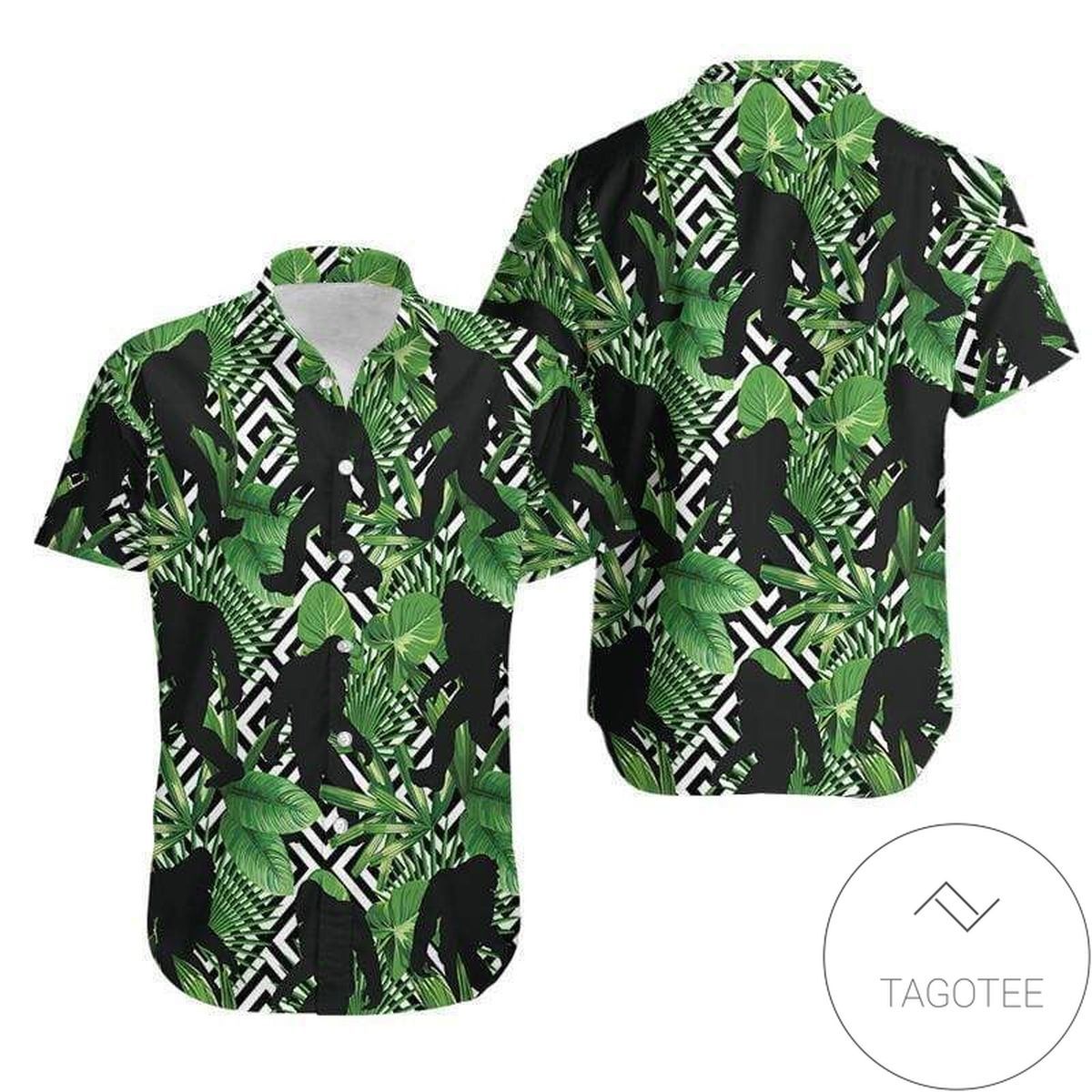 Bigfoot’s Enigmatic Presence in Jungle-Themed Hawaiian Shirt