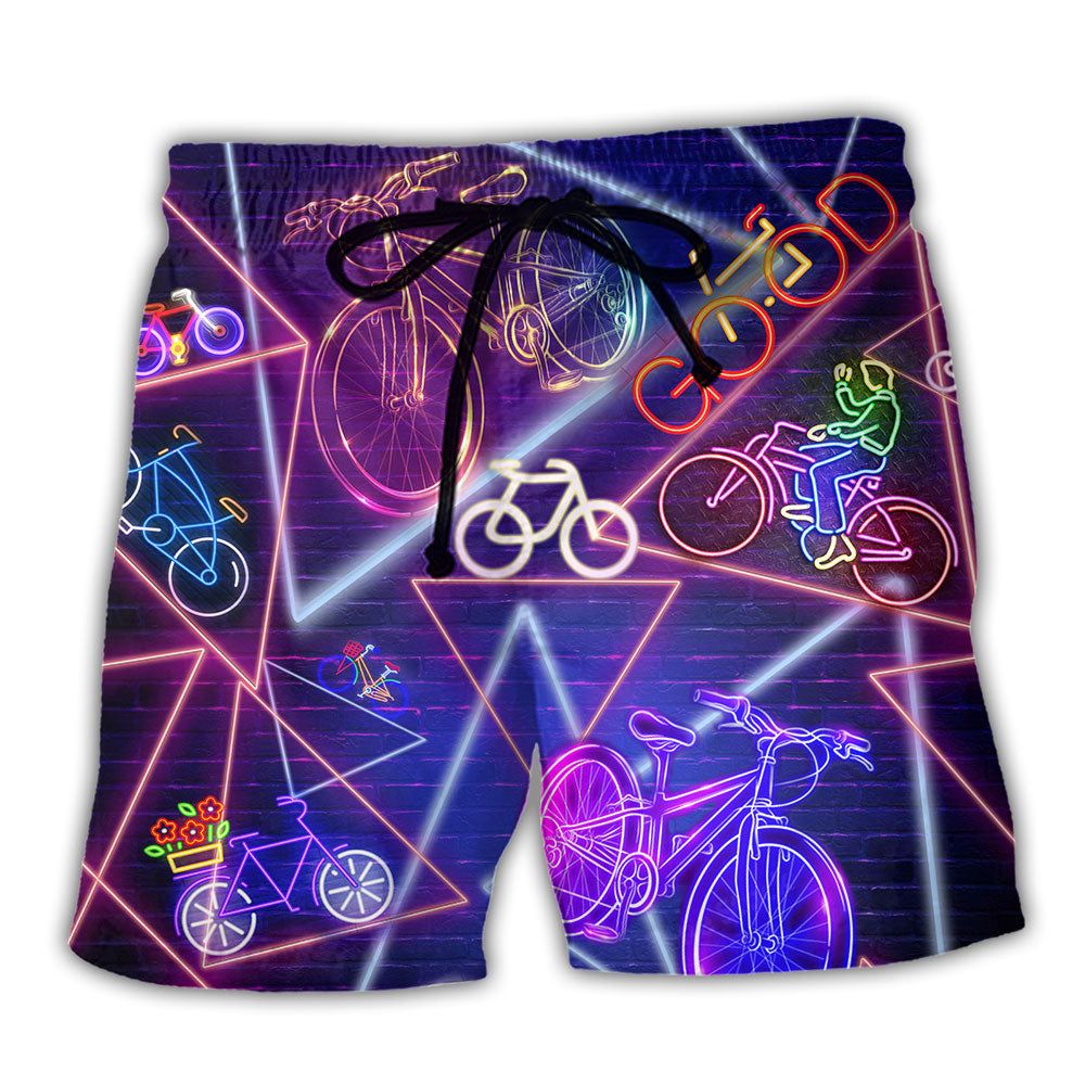 Bike Neon Style Love Purple Stunning Trendy Aloha Hawaiian Beach Shorts Bike Neon Style Love Purple Stunning Trendy Aloha Hawaiian Beach Shorts