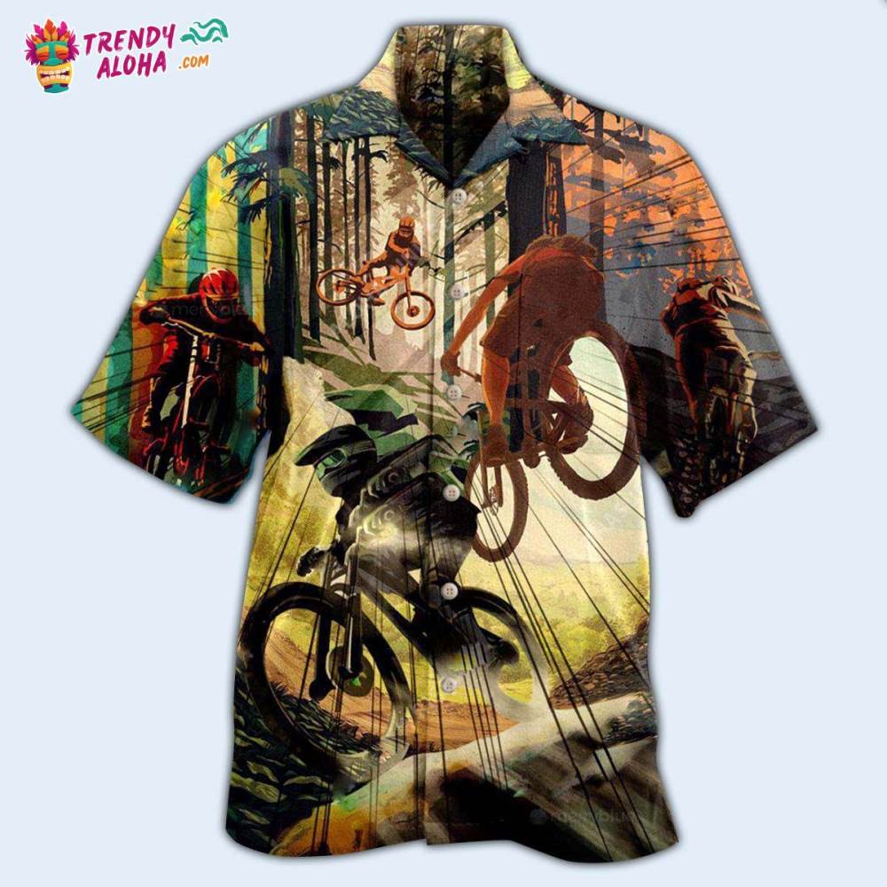 Bike Never Underestimate A Man With Mountain Bike With Sunshine Hawaiian Shirt – Trendy Aloha