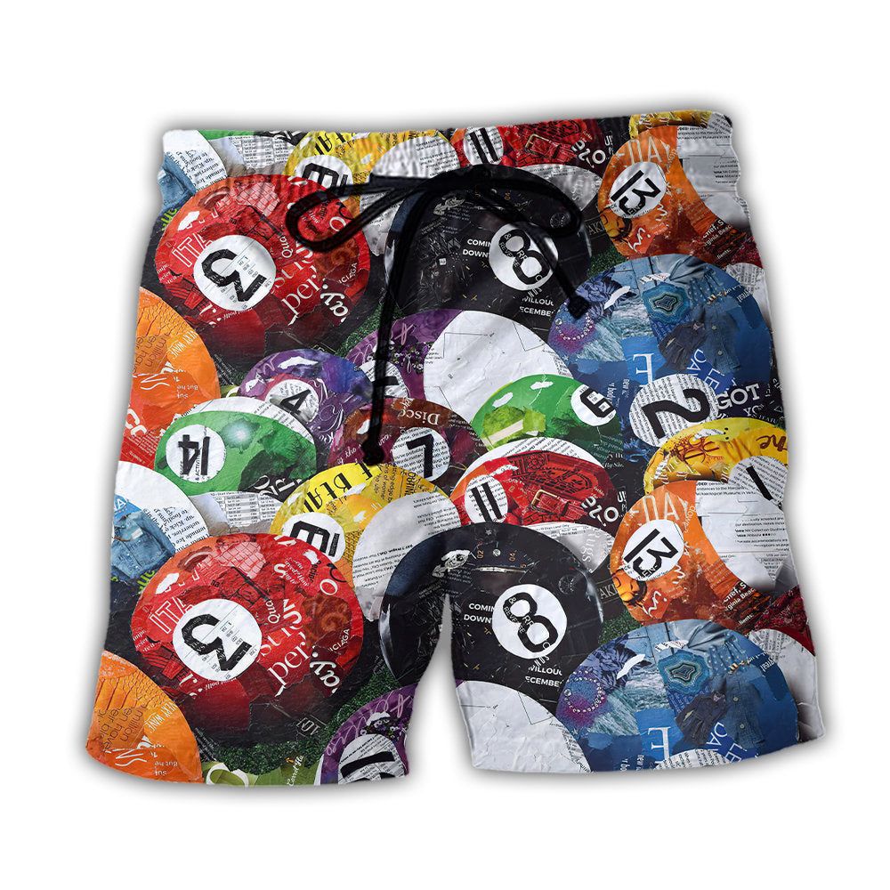 Billiard Balls Playing Pool Trendy Aloha Hawaiian Beach Shorts Billiard Balls Playing Pool Trendy Aloha Hawaiian Beach Shorts