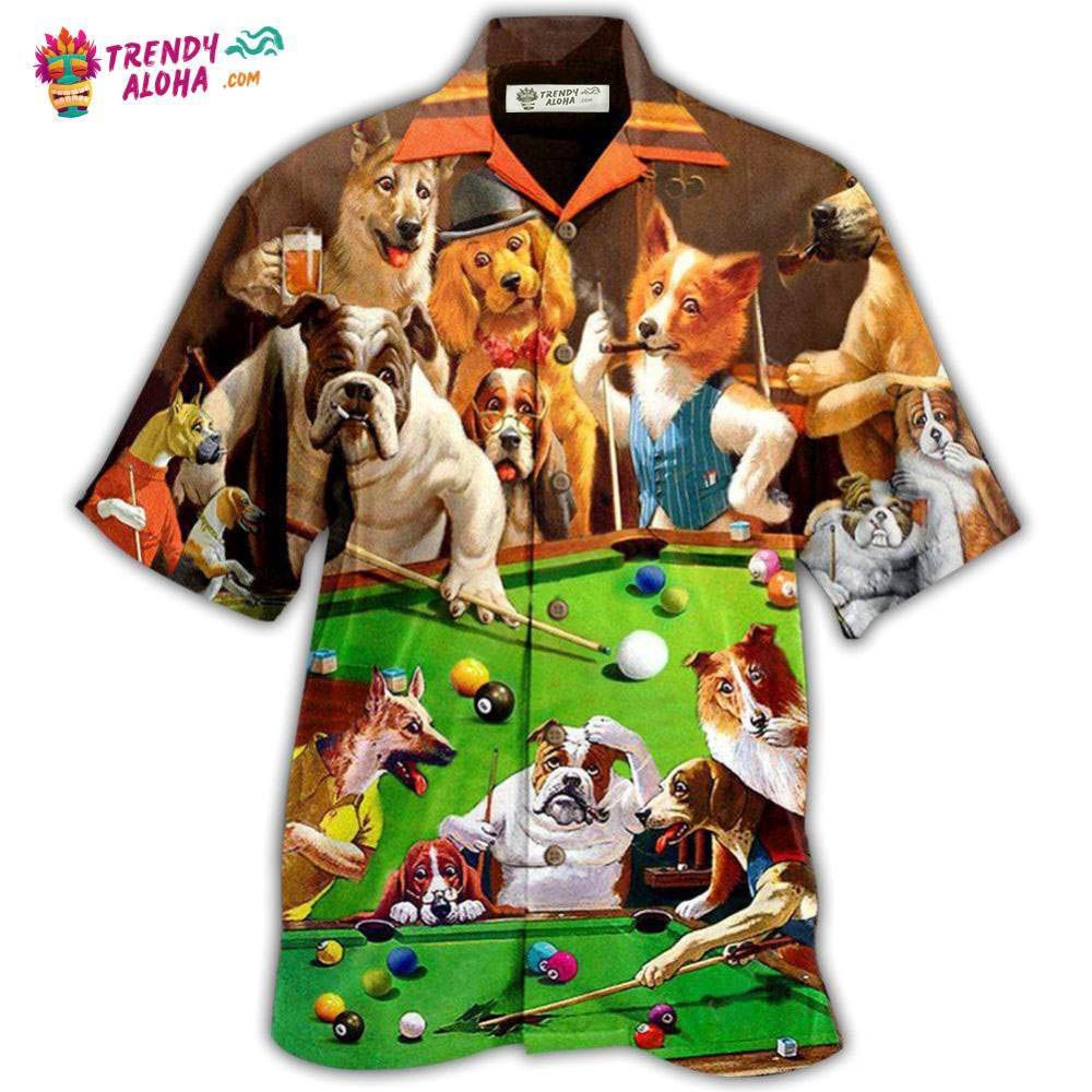 Billiard Dogs Playing Pool Hawaiian Shirt – Trendy Aloha Billiard Dogs Playing Pool Hawaiian Shirt – Trendy Aloha