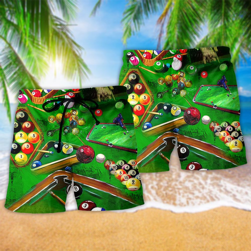 Billiard Enthuse Green Style Trendy Aloha Hawaiian Beach Shorts