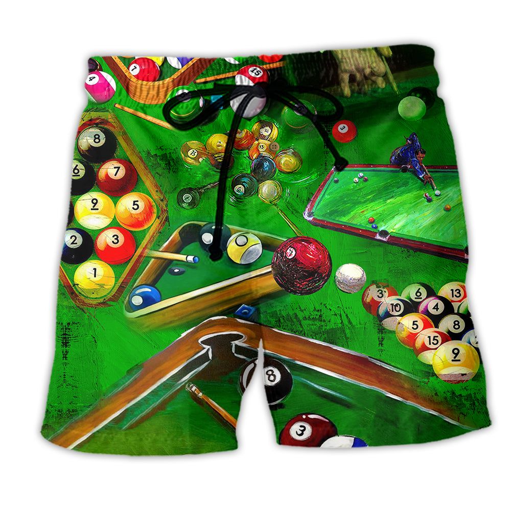 Billiard Enthuse Green Style Trendy Aloha Hawaiian Beach Shorts Billiard Enthuse Green Style Trendy Aloha Hawaiian Beach Shorts