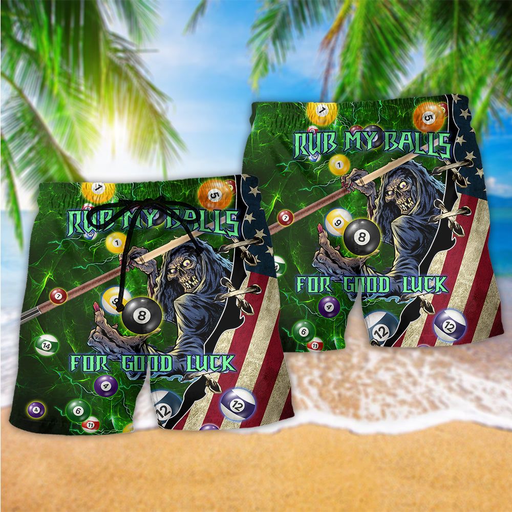 Billiard For Good Luck Style Trendy Aloha Hawaiian Beach Shorts