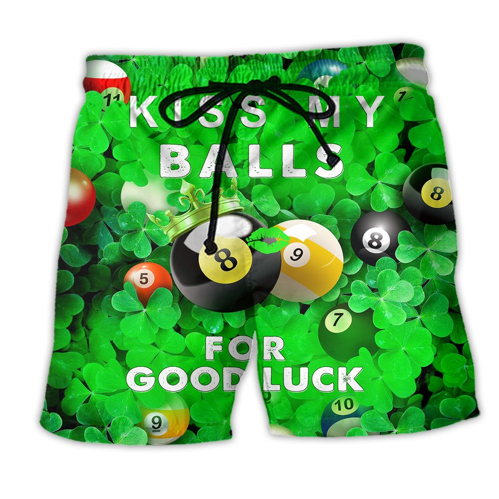 Billiard Kiss My Balls For Good Luck Saint Patricks Day Trendy Aloha Hawaiian Beach Shorts Billiard Kiss My Balls For Good Luck Saint Patricks Day Trendy Aloha Hawaiian Beach Shorts