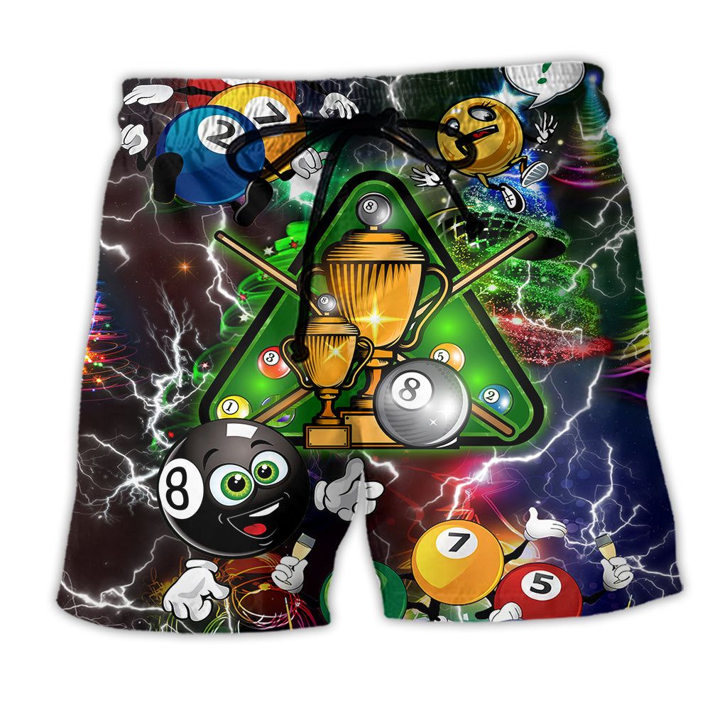 Billiard Lover Merry Christmas Lightning Trendy Aloha Hawaiian Beach Shorts Billiard Lover Merry Christmas Lightning Trendy Aloha Hawaiian Beach Shorts