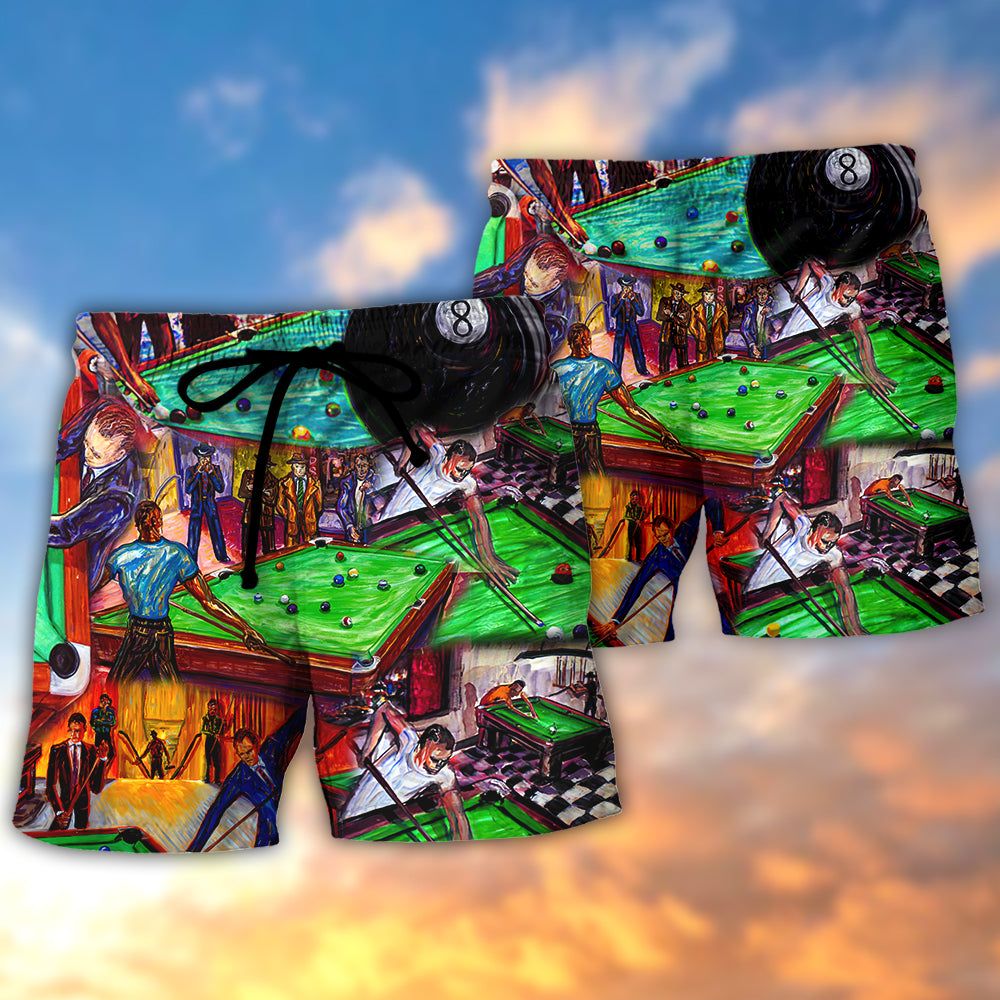 Billiard Rack Em Up I’m So Cool Trendy Aloha Hawaiian Beach Shorts