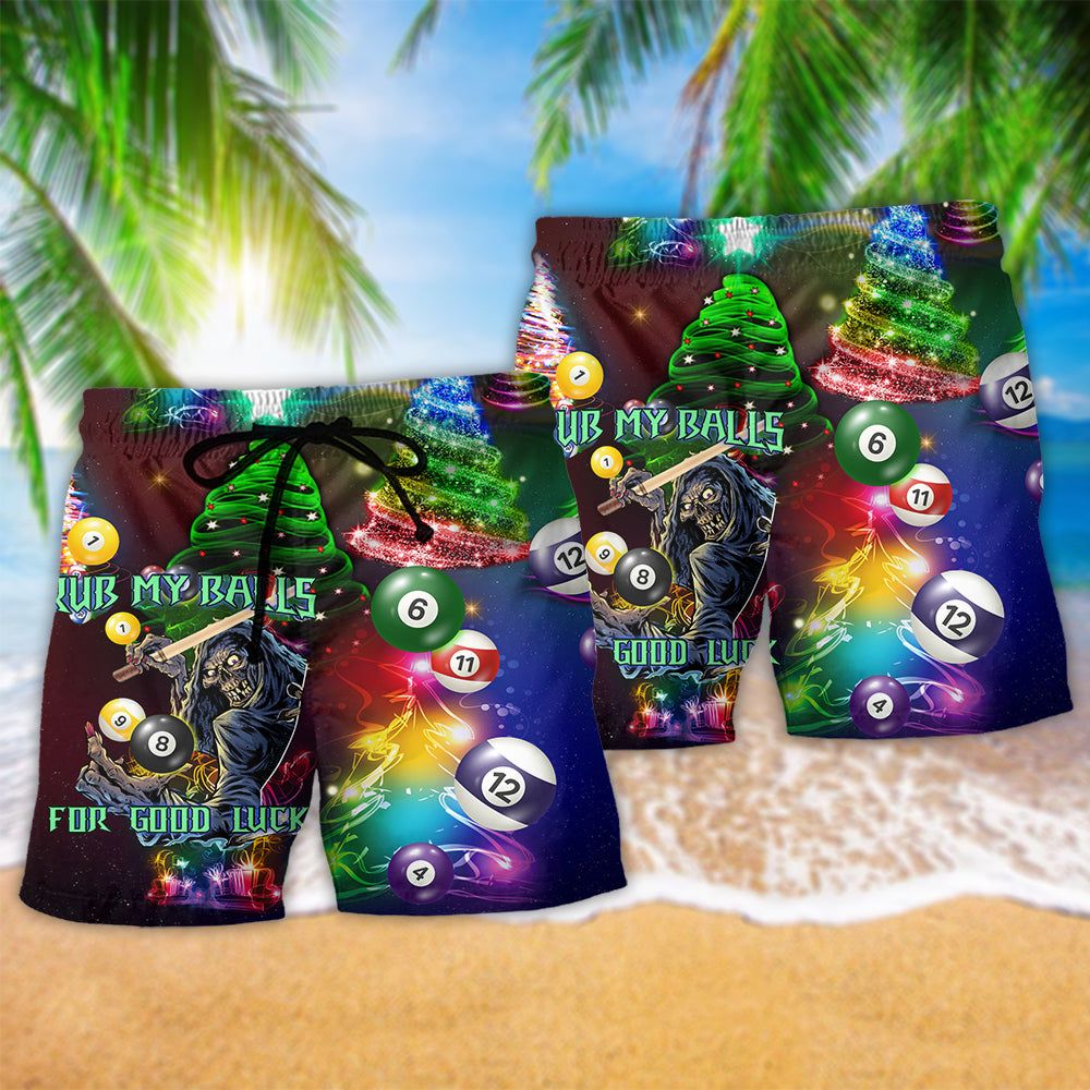 Billiard Rub My Ball For Christmas Neon Trendy Aloha Hawaiian Beach Shorts