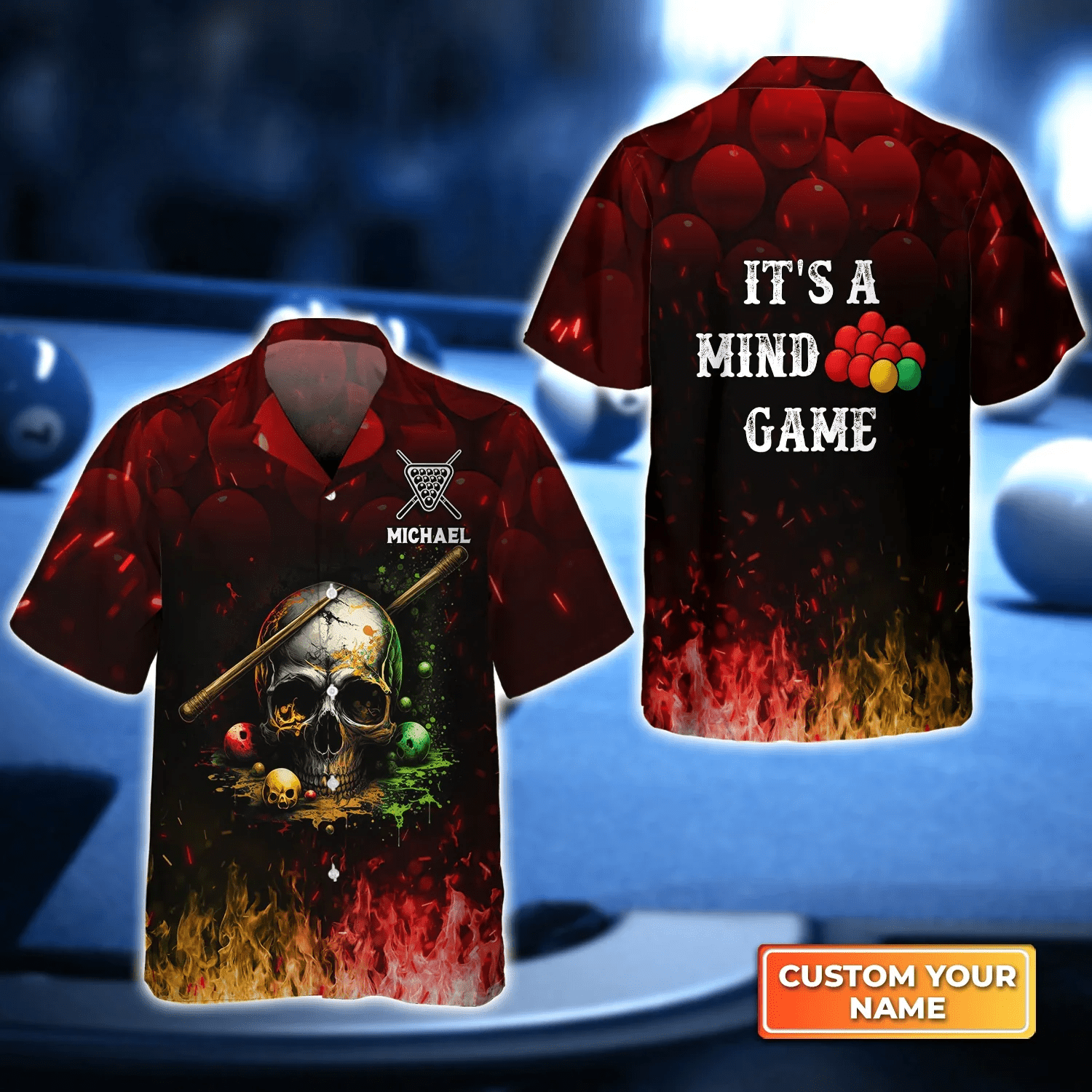 Billiard Skull Snooker It’s A Mind Trendy Hawaiian Shirt, Billiard Team Shirt, Billiard Shirt For Men And Women