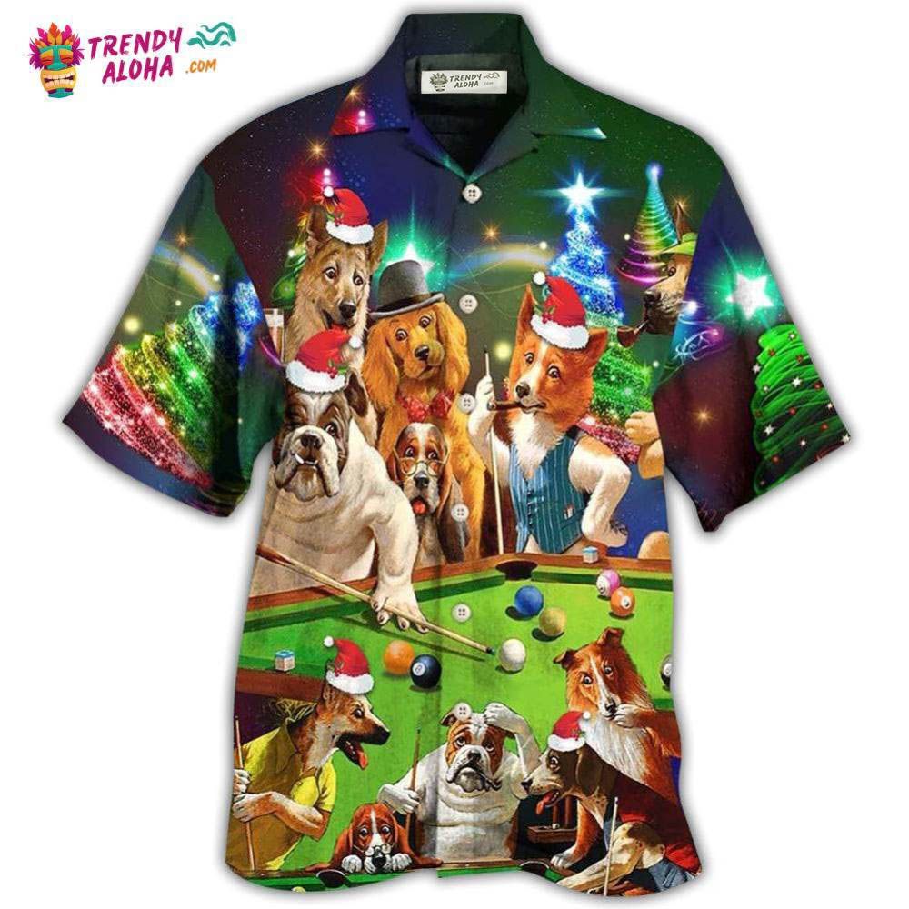 Billiard Vintage Dogs Merry Christmas Hawaiian Shirt – Trendy Aloha