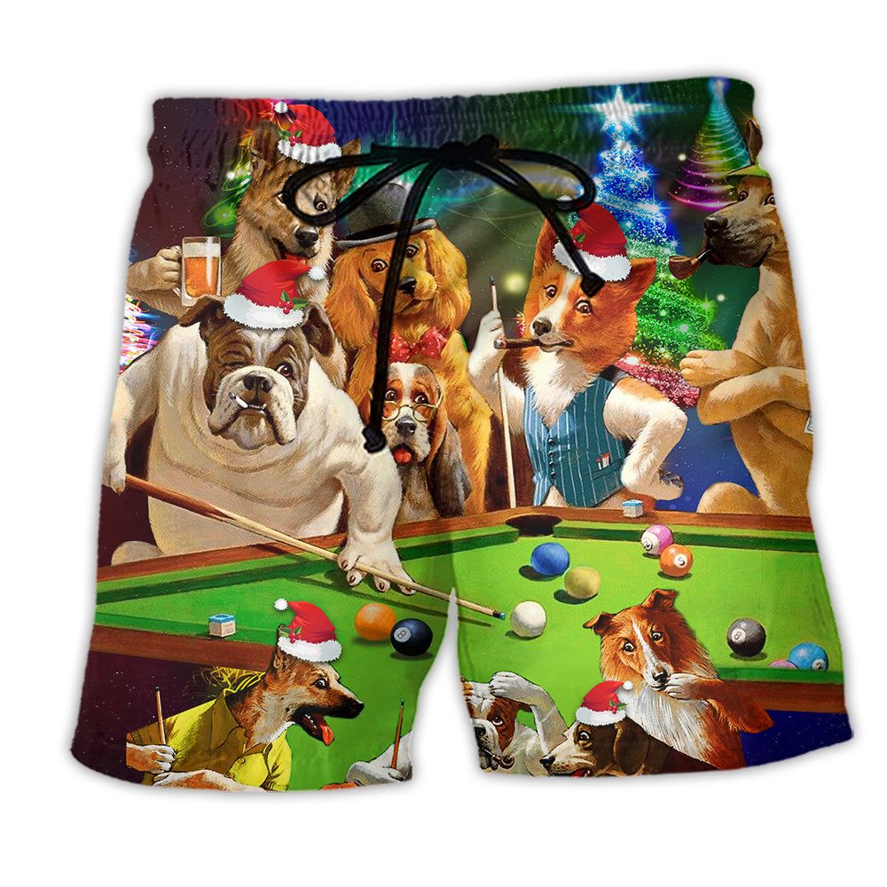 Billiard Vintage Dogs Merry Christmas Trendy Aloha Hawaiian Beach Shorts Billiard Vintage Dogs Merry Christmas Trendy Aloha Hawaiian Beach Shorts