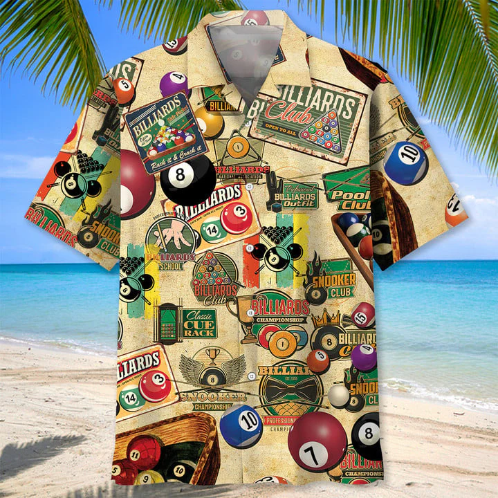 Billiard Vintage Trendy Hawaiian Shirt, Billiard Team Hawaiian Shit For Men, Gift For Billiard Player