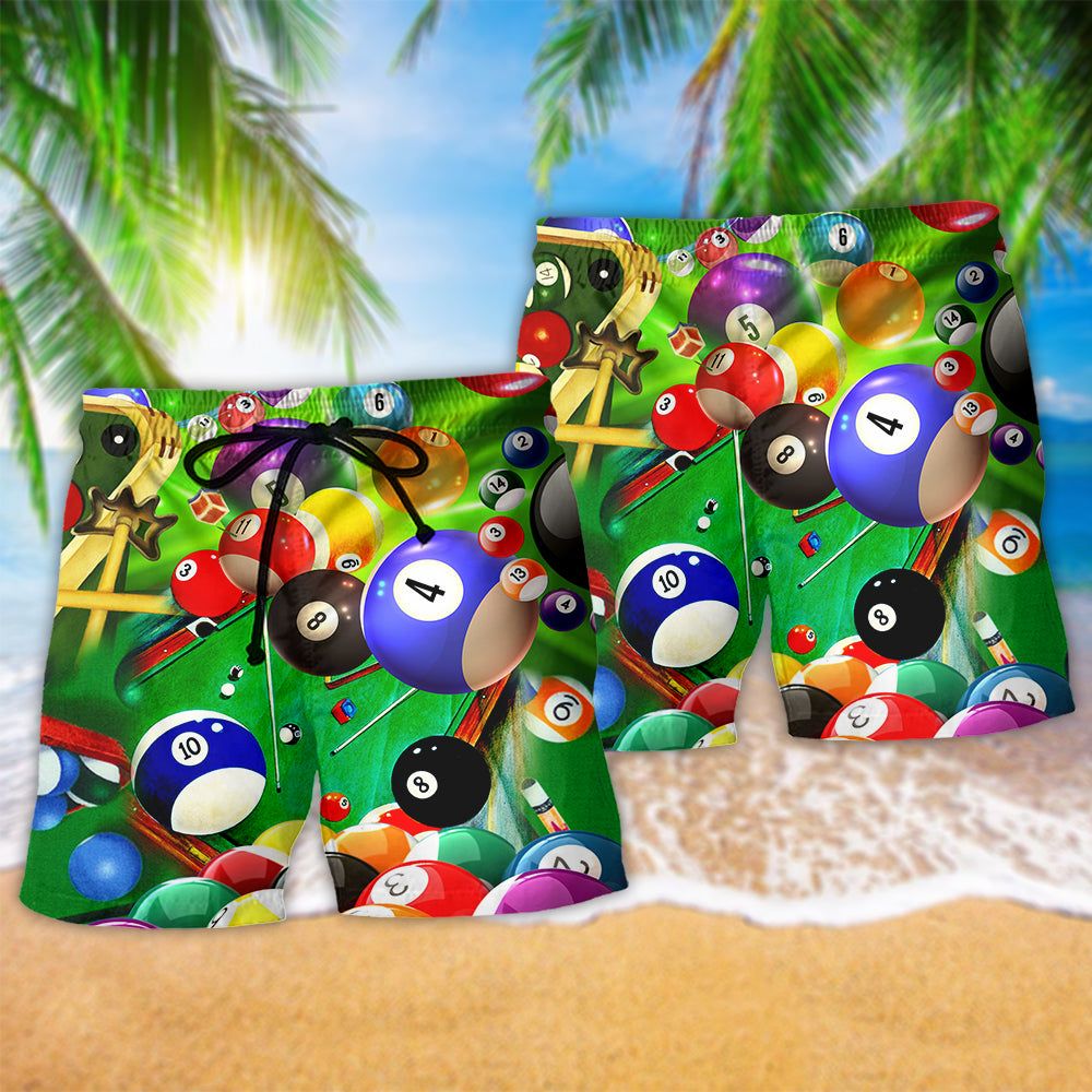 Billiard Where’s The Cue Ball Going Trendy Aloha Hawaiian Beach Shorts