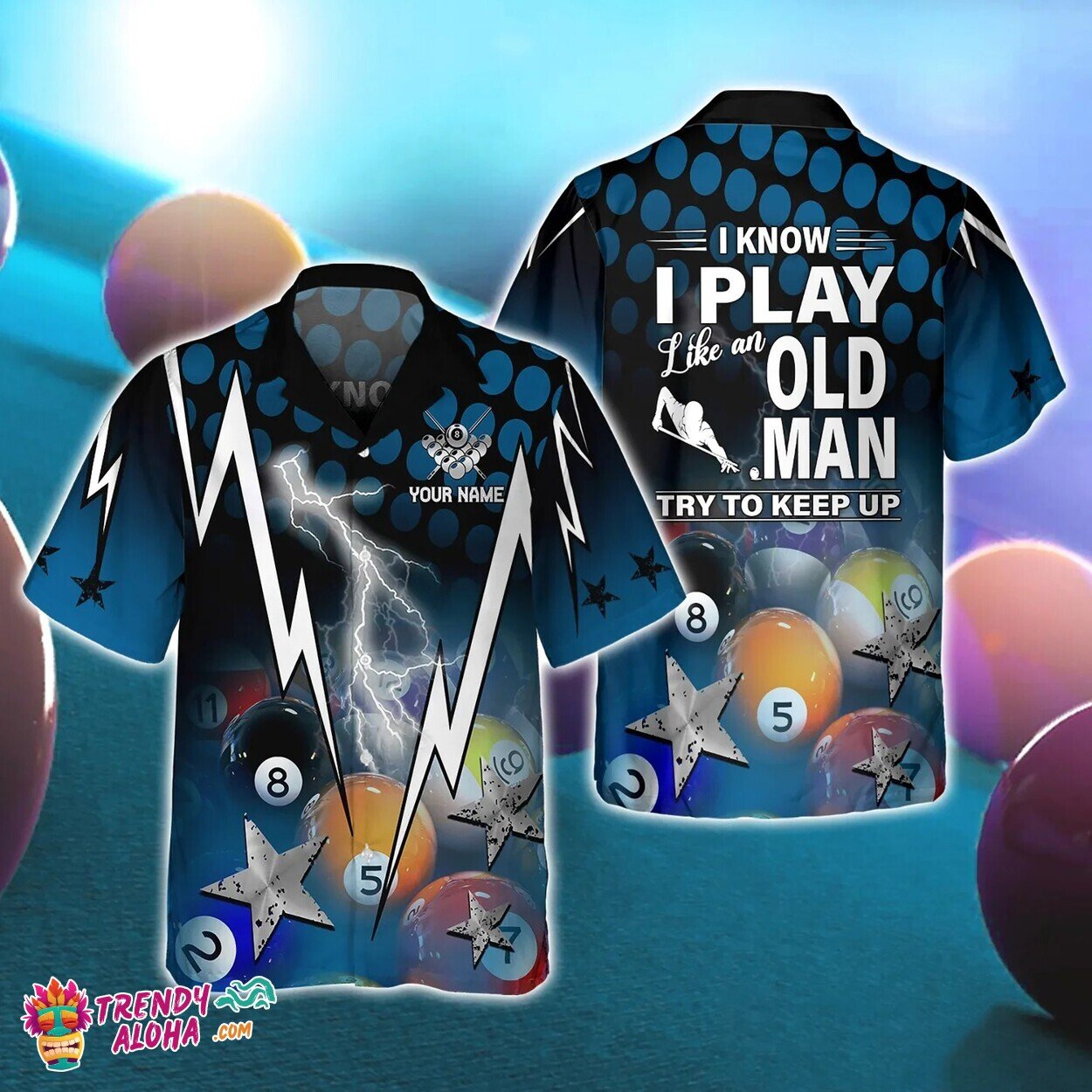 Billiards Balls Personalized Name Trendy 3D Print Hawaiian Shirt