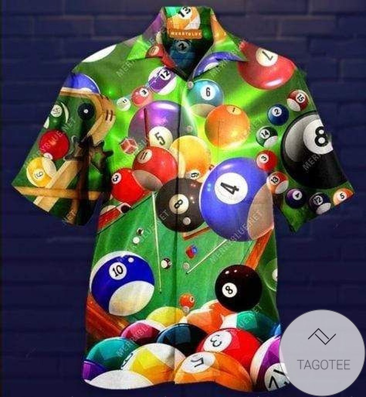Billiards Theme Highlighting the Cue Ball on Hawaiian Shirt