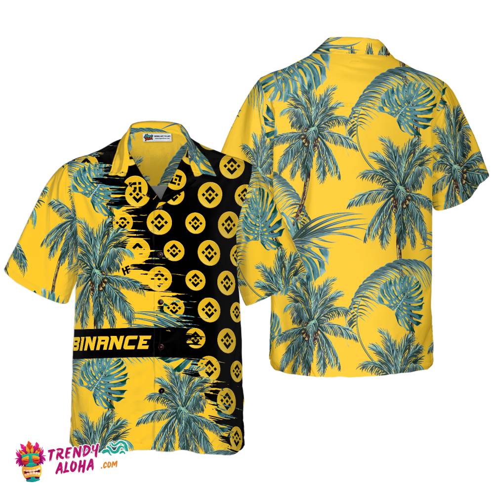 Binance Coin Yellow Hawaiian Shirt Binance Coin Yellow Hawaiian Shirt