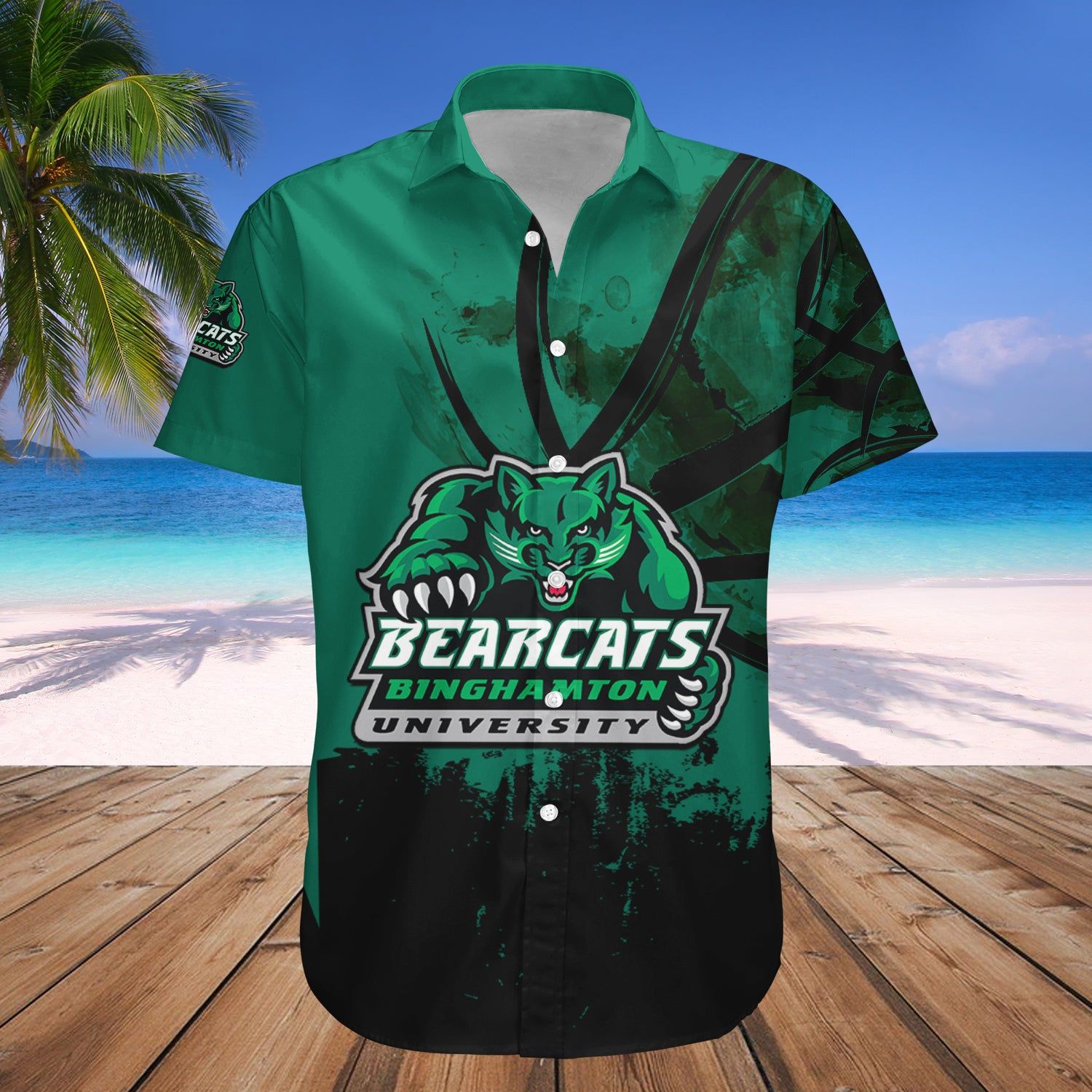 Binghamton Bearcats Hawaii Shirt Basketball Net Grunge Pattern – NCAA