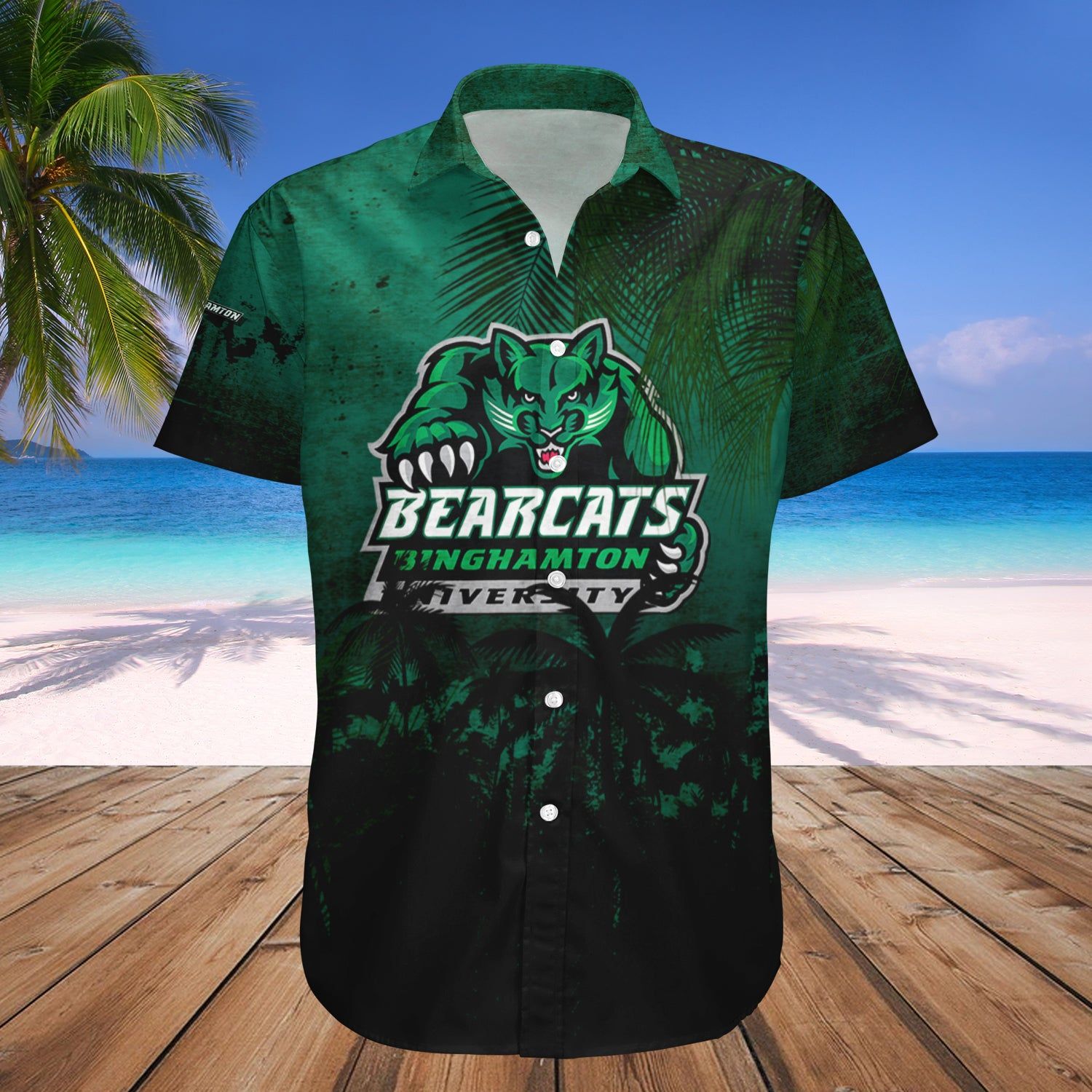 Binghamton Bearcats Hawaii Shirt Coconut Tree Tropical Grunge – NCAA