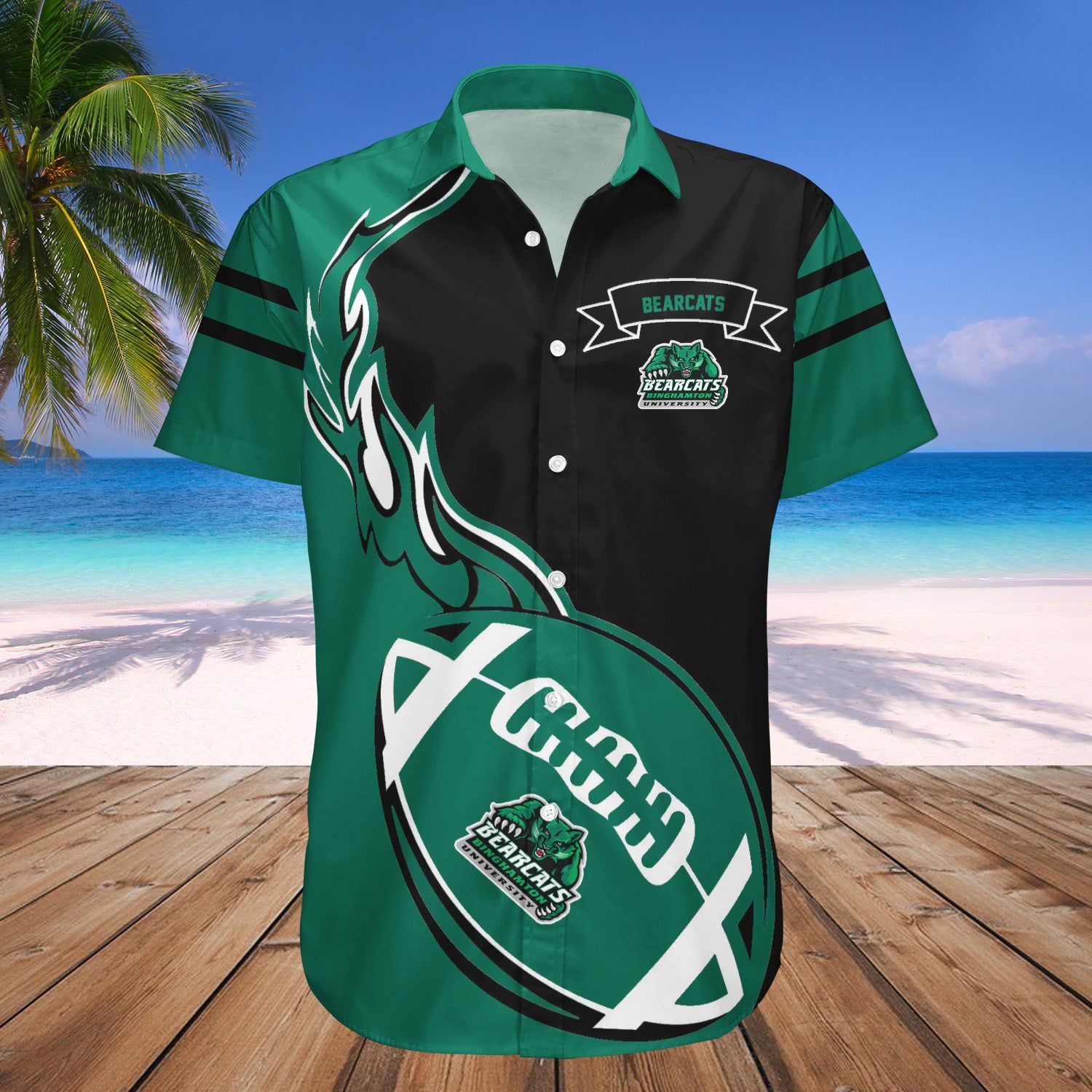 Binghamton Bearcats Hawaii Shirt Flame Ball – NCAA