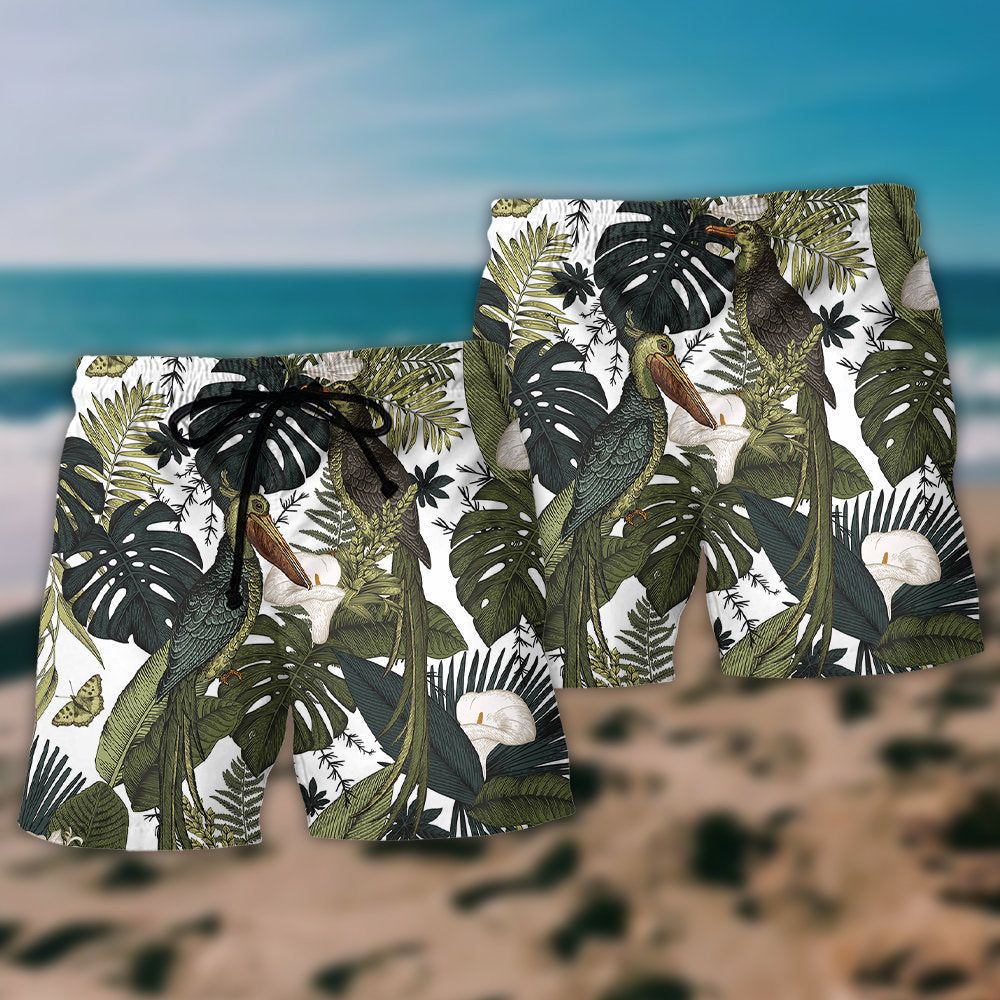 Bird Cool Tropical Style Trendy Aloha Hawaiian Beach Shorts
