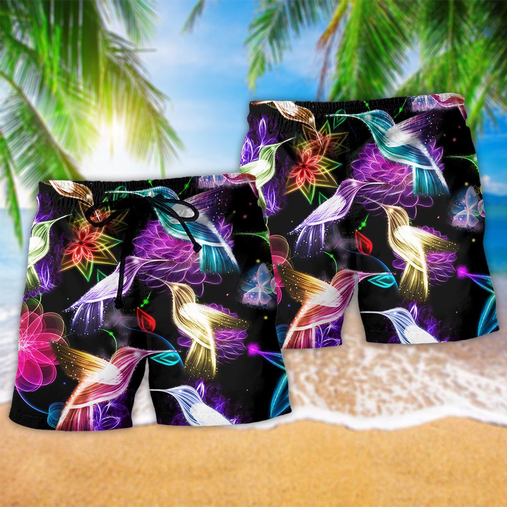 Bird Neon Love Animals Trendy Aloha Hawaiian Beach Shorts