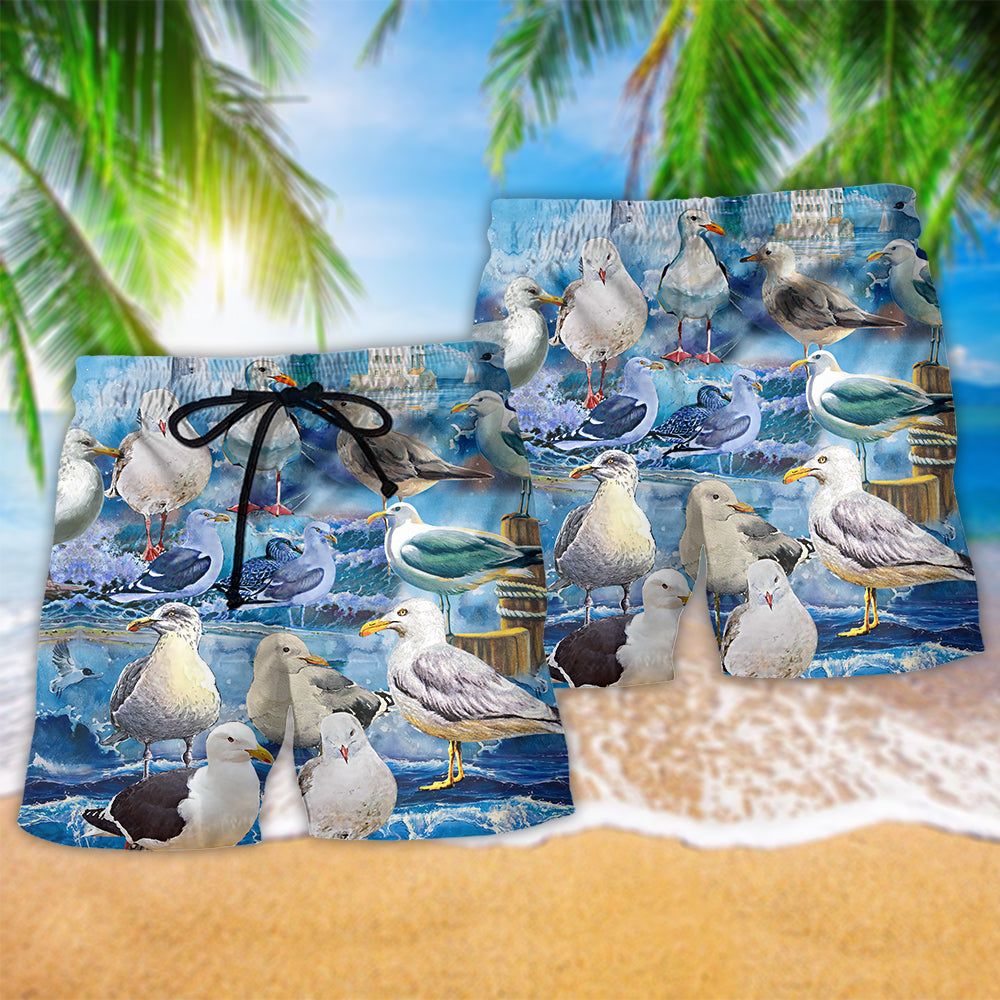 Bird Seagull Stop It Now Trendy Aloha Hawaiian Beach Shorts