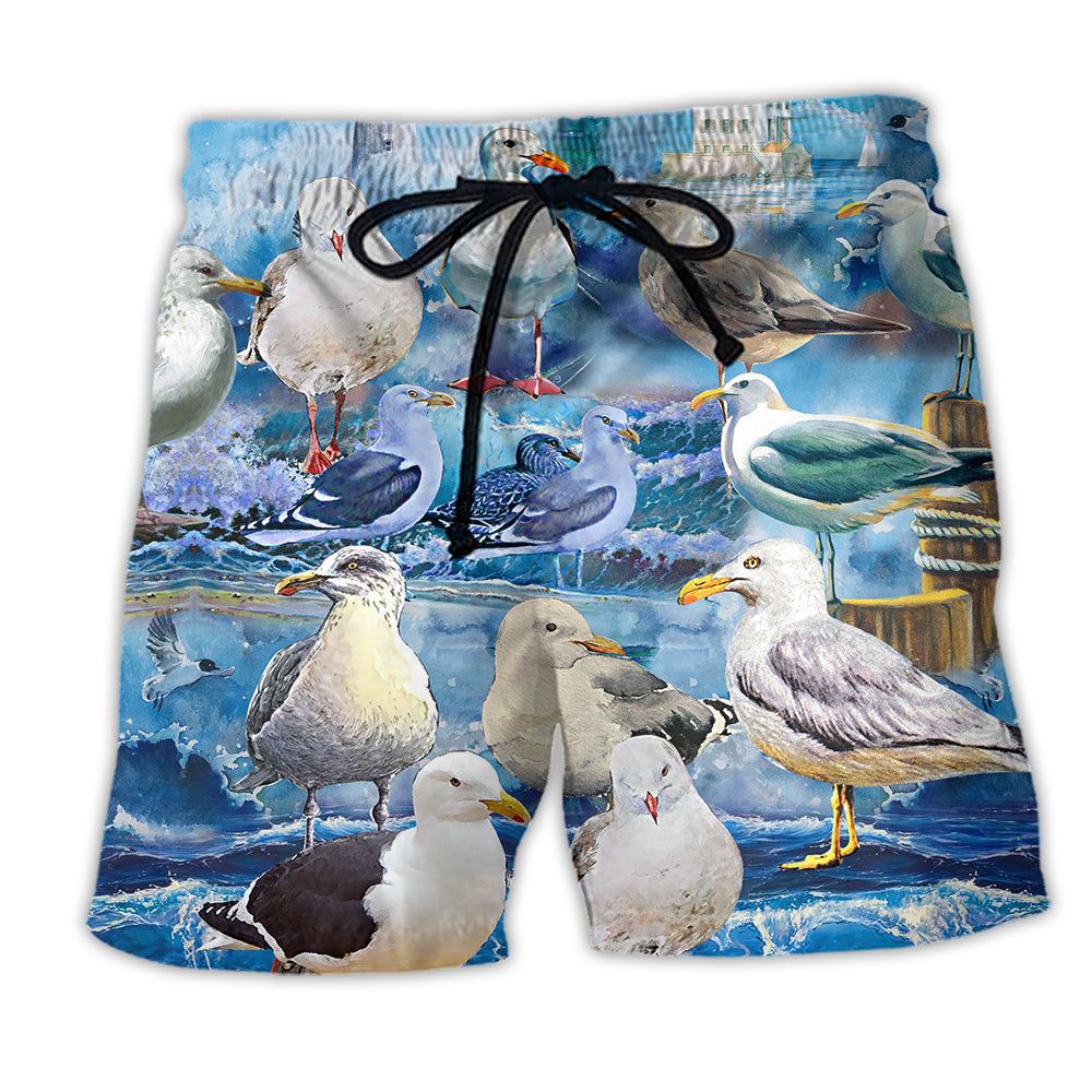 Bird Seagull Stop It Now Trendy Aloha Hawaiian Beach Shorts