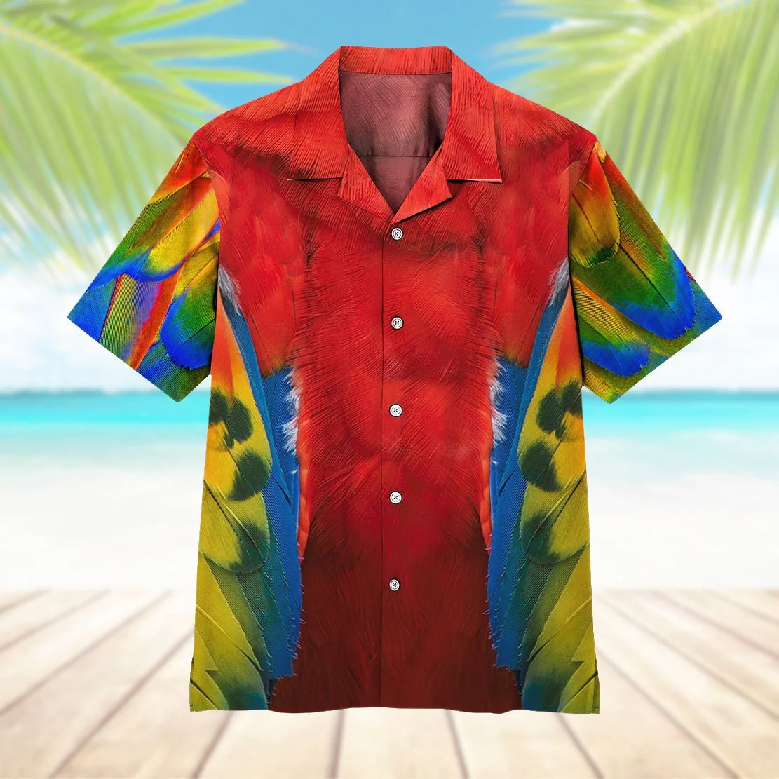 Birds Parrot Scarlet Macaw Trendy Hawaiian Shirt, Parrot Lover Trendy Hawaiian Shirt For