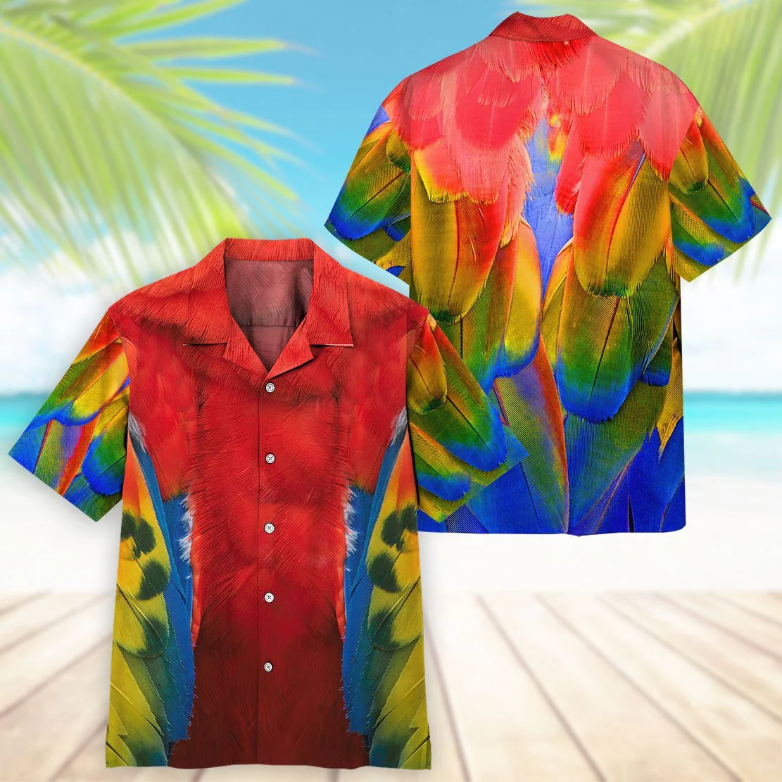Birds Parrot Scarlet Macaw Trendy Hawaiian Shirt, Parrot Lover Trendy Hawaiian Shirt For