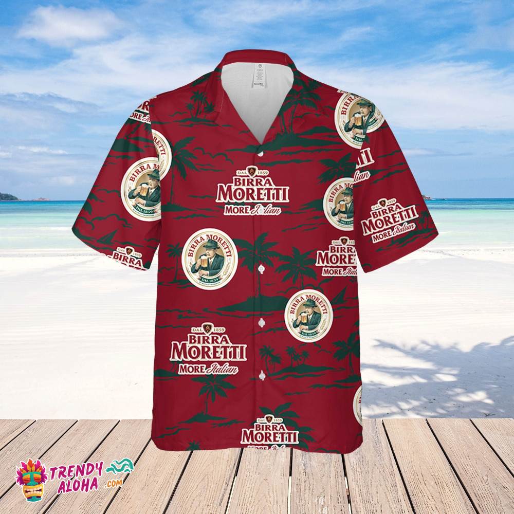 Birra Moretti Hawaiian Beach Pattern Shirt, Hawaii Beer Shirt, Birra Moretti Hawaiian Summer Shirt, Birra Moretti Aloha Shirt