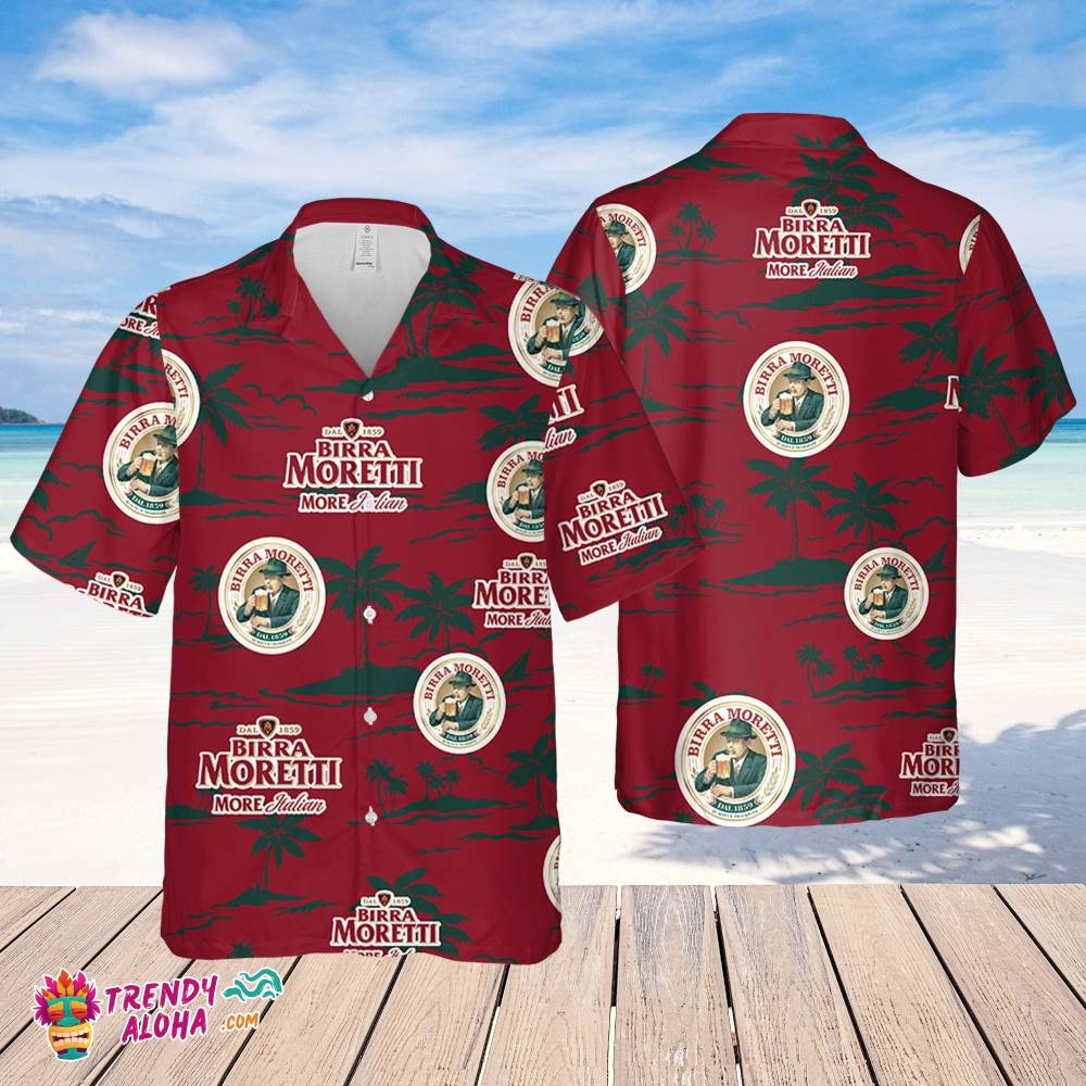 Birra Moretti Hawaiian Beach Pattern Shirt, Hawaii Beer Shirt, Birra Moretti Hawaiian Summer Shirt, Birra Moretti Aloha Shirt
