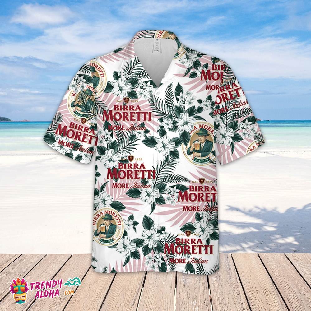 Birra Moretti Hawaiian Flowers Pattern Shirt, Hawaiian Beer Lover Shirt, Classic Flowers Beer Aloha Shirt
