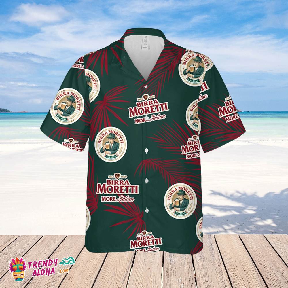 Birra Moretti Hawaiian Palm Leaves Pattern Shirt, Beer Summer Party Hawaiian Shirt, Schlitz Beer Shirt