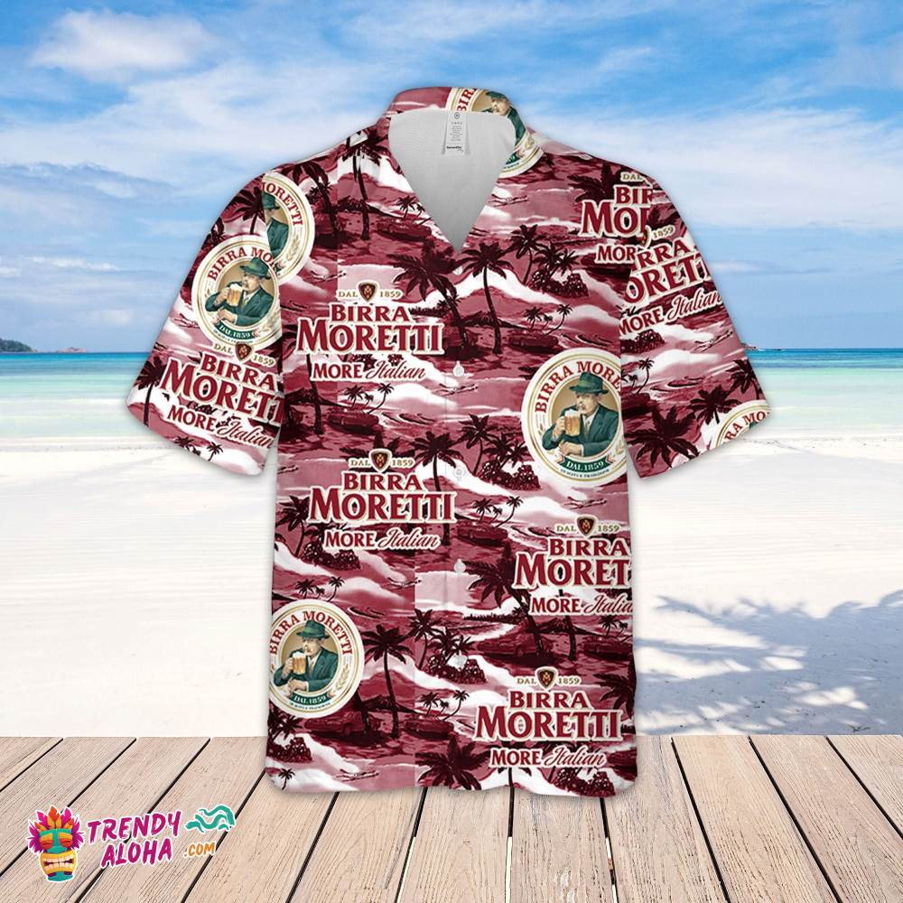 Birra Moretti Hawaiian Sea Island Pattern Hawaiian Shirt, Summer Beer Hawaiian Shirt