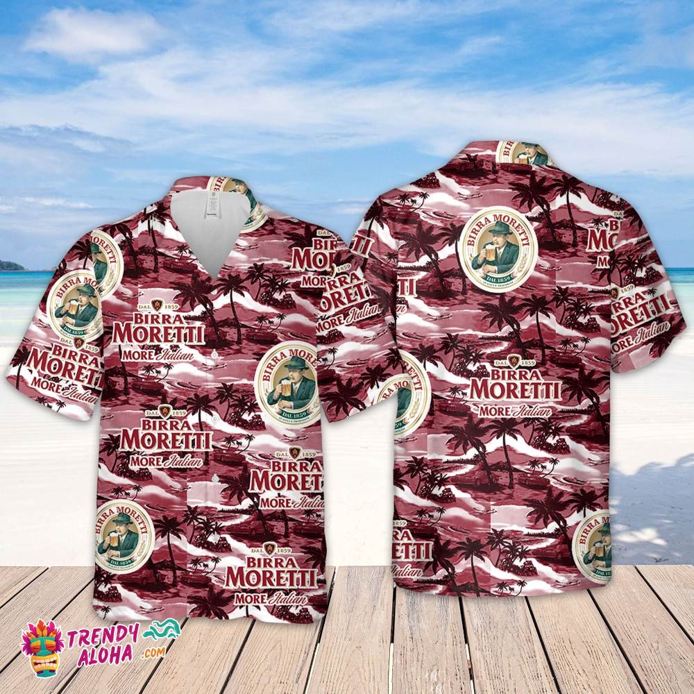 Birra Moretti Hawaiian Sea Island Pattern Hawaiian Shirt, Summer Beer Hawaiian Shirt