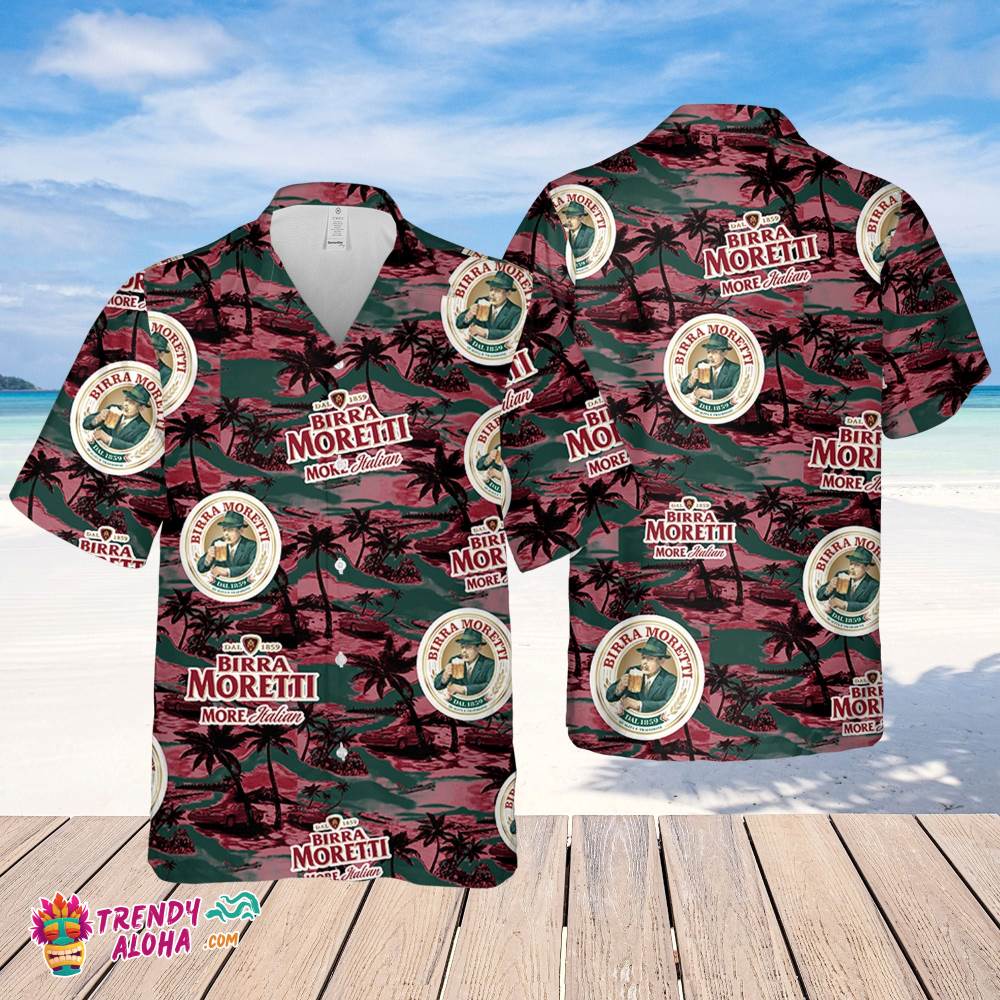 Birra Moretti Hawaiian Sea Island Pattern Shirt, Summer Beer Hawaiian Shirt